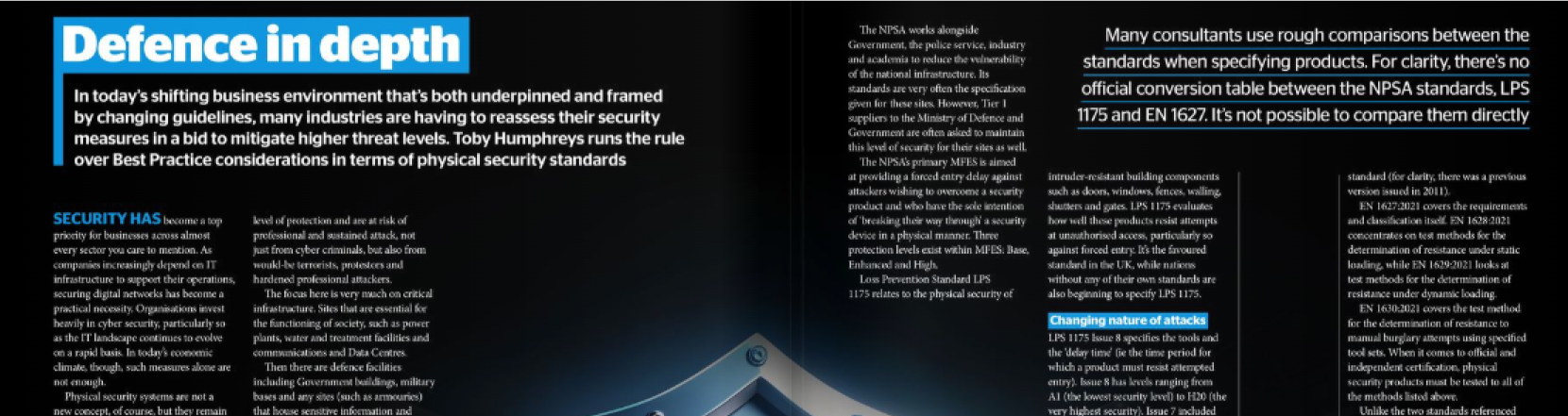 Article: Defence in Depth – Toby Humphreys Featured in Security Matters Magazine
